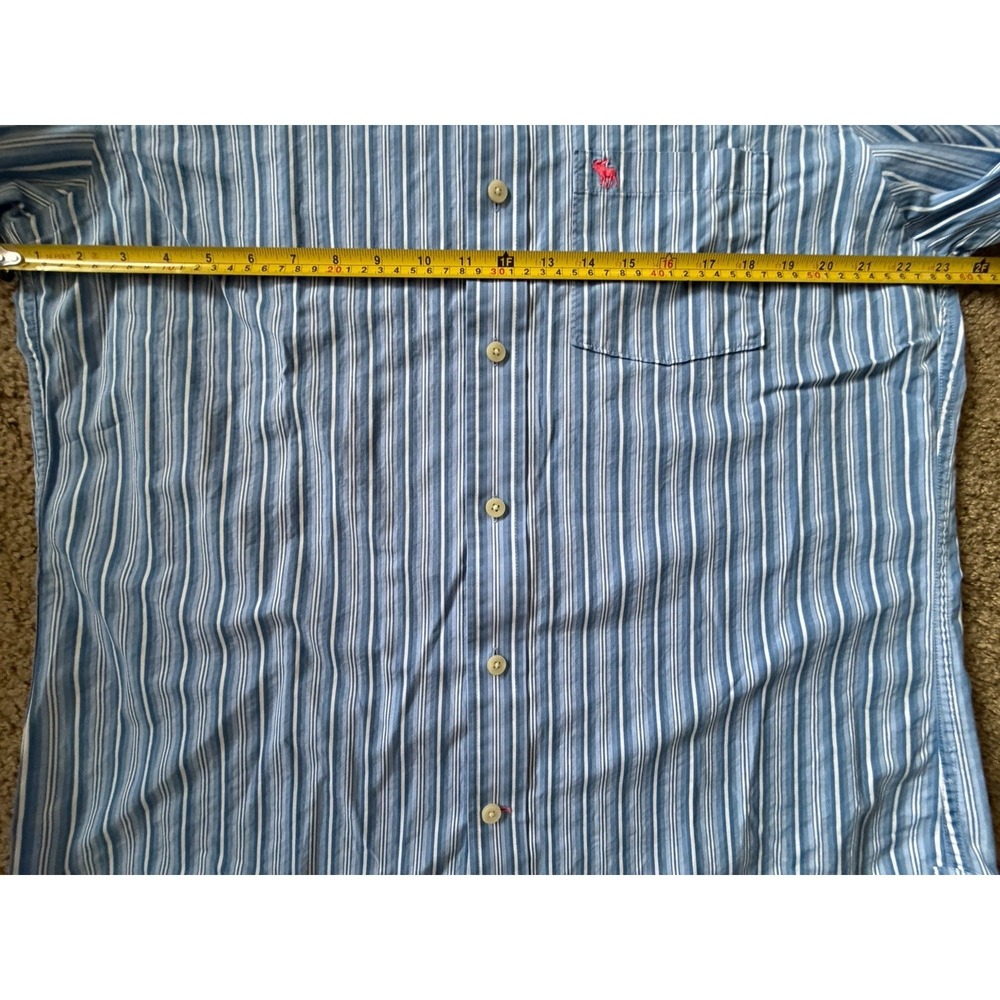 Abercrombie & Fitch Long Sleeve Button Up Shirt Blue Striped Y2K Logo XXL JBHS - Picture 6 of 9